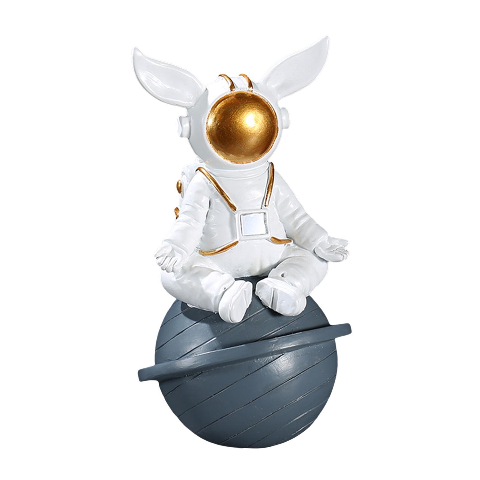 Spaceman Figurine Astronaut Statue Model Resin Cute Cake Topper Home Decor Ornament for Bedroom, Bookshelf, Bookcase, Tabletop, Fireplace