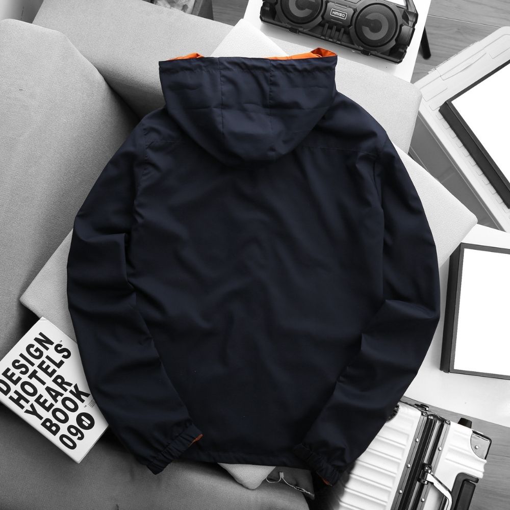 Áo khoác nam 2 mặt Simple Basic, chống tia UV, trượt nước, siêu nhẹ, mau khô, thoáng mát, tiện lợi, màu xanh đen, cam