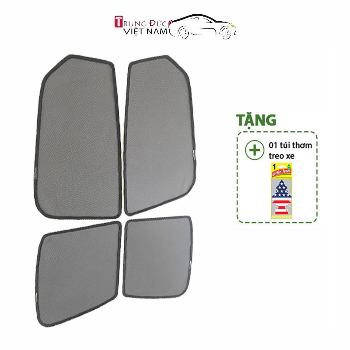 Bộ rèm che nắng ô tô nam châm theo xe KIA SOLUTO - Hàng Chính Hãng TDVN - Quà tặng cây thông thơm treo xe