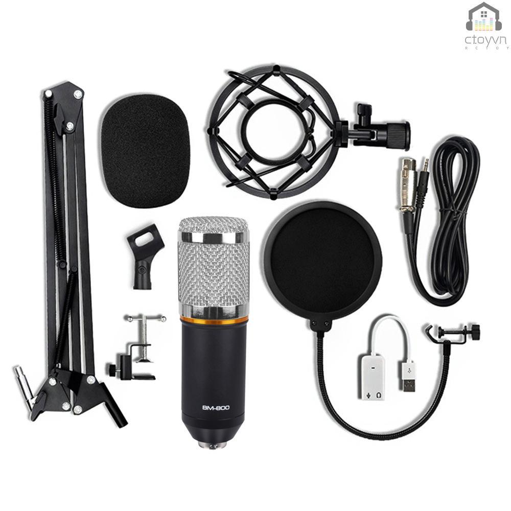 Bộ giá đỡ micro thu âm USB BM-800 màu đen và bạc