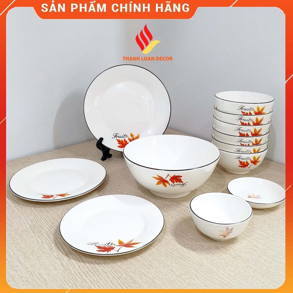 Bộ bát đĩa Bát Tràng 12 món - Rẻ vô địch - Chén đĩa sứ sương trắng, họa tiết đẹp - Nhiều mẫu