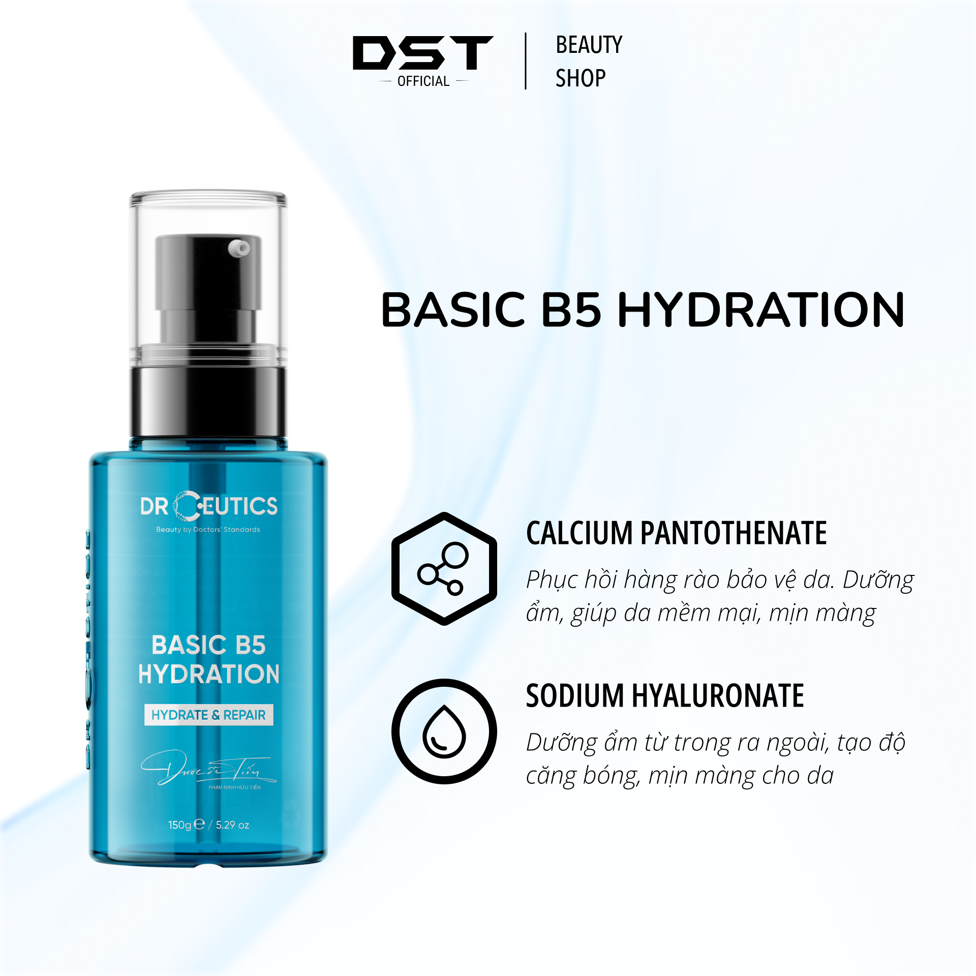 Tinh Chất B5 Basic Hydration 5% DrCeutics Cho Da Dầu Mụn LIMITED VERSION