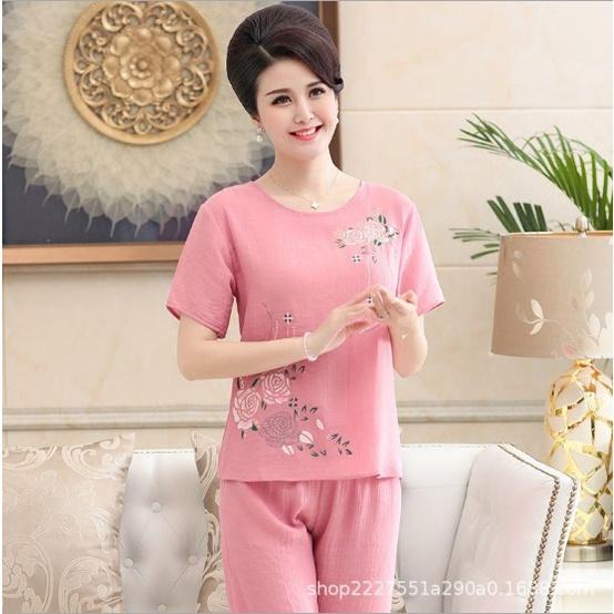 Bộ Đồ Trung Niên Nữ - Bộ Mặc Nhà Trung Niên Cho Mẹ Chất Đũi