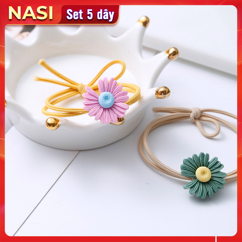 Dây buộc tóc nữ hoa cúc Daisies [Set 5 dây] NASI dễ thương phong cách hàn quốc thun cột tóc nữ co giãn tốt phụ kiện tóc