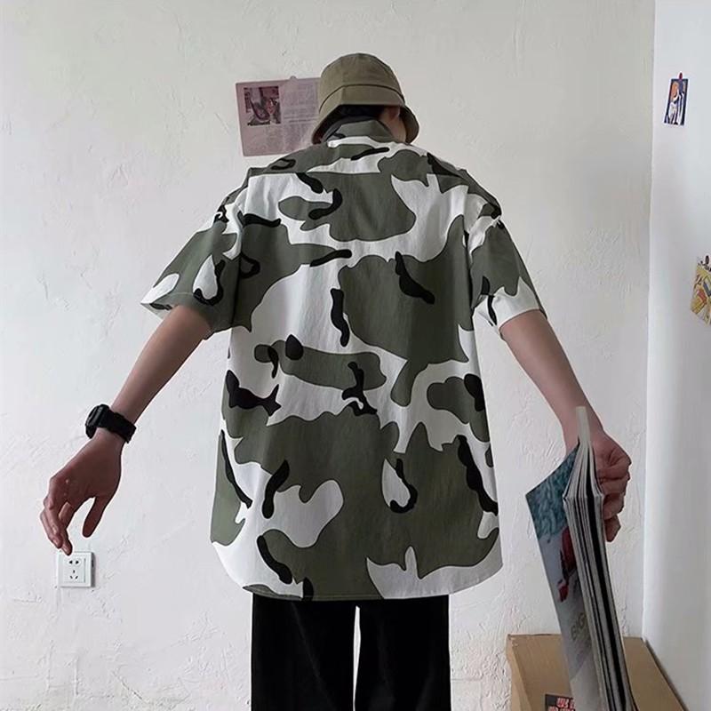 Áo sơ mi nam ngắn tay dáng rộng họa tiết rằn ri thời trang mùa hè thoải mái