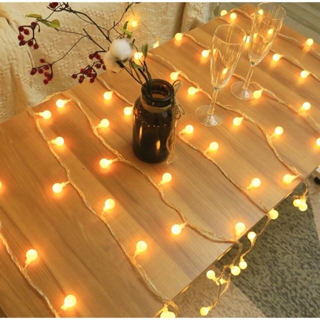 Dây đèn led bóng hình tròn loại 3 mét chạy Pin AA