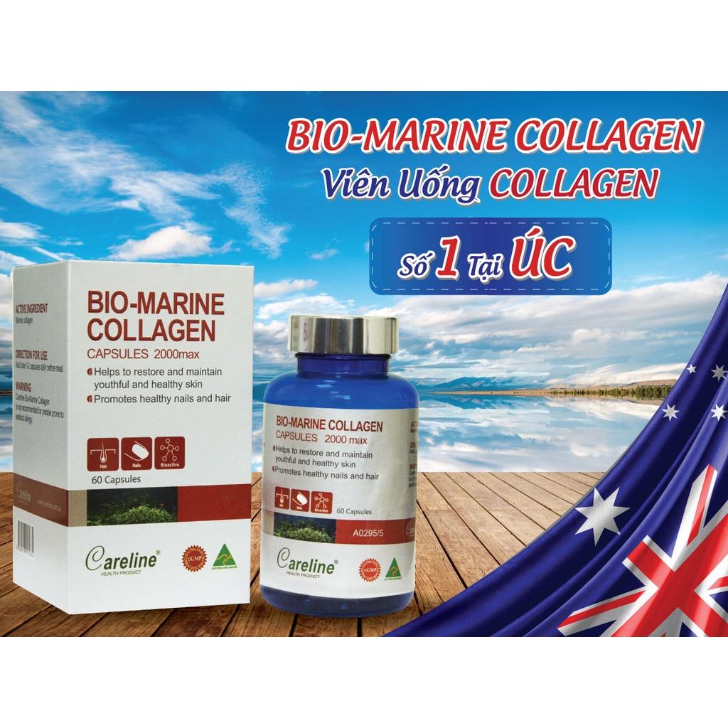 Viên uống đẹp da móng tóc Careline Bio-Marine Collagen capsules 2000max giảm nếp nhăn và sạm nám