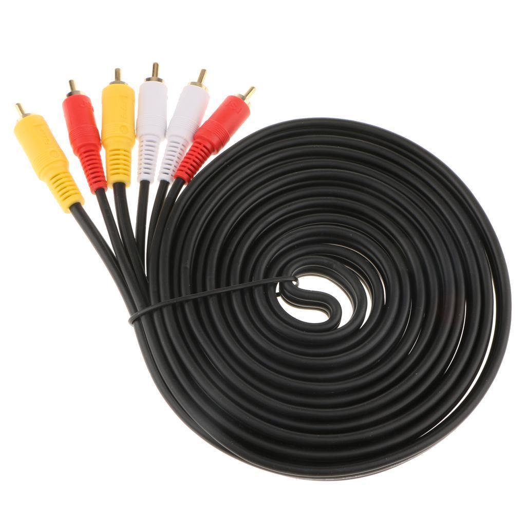 RCA Audio Video AV Cable Cord Line 3 Male to 3 Male Gold Plated