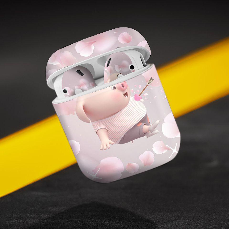 Miếng dán skin cho AirPods in hình Heo con dễ thương - HEO2k19-187 (AirPods ,1 2, Pro, TWS, i12)