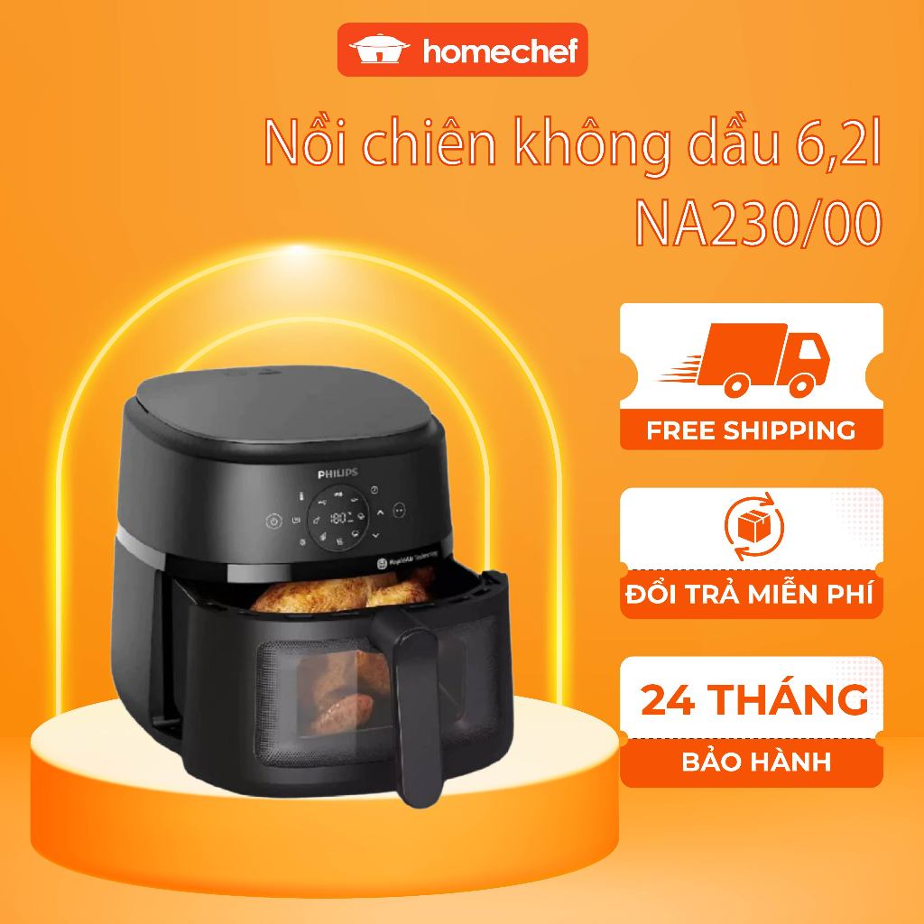Nồi Chiên Không Dầu Điện Tử Philips NA230/00 6.2 lít [HÀNG CHÍNH HÃNG]
