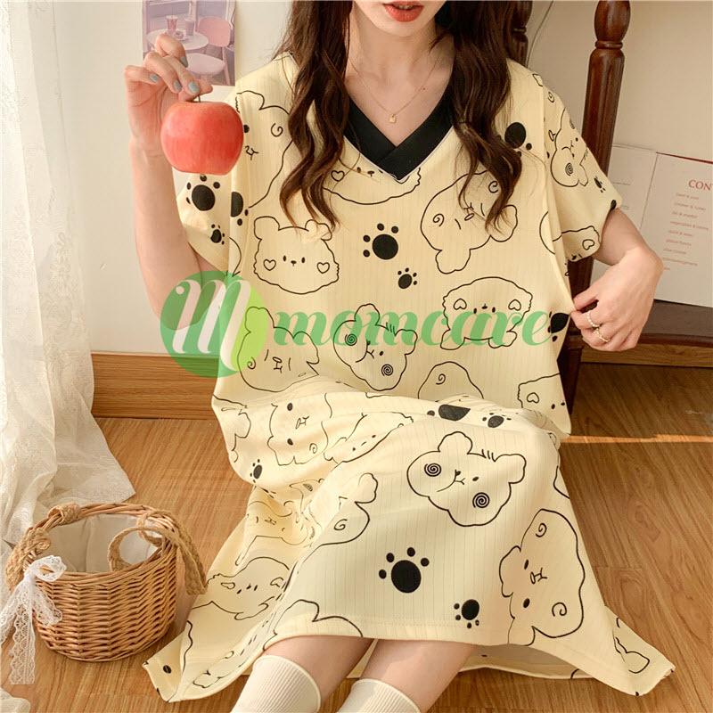 Váy ngủ bầu đẹp - Đầm mặc nhà Bigsize thời trang mùa hè thu cho bầu, béo sau sinh giá rẻ Freesize