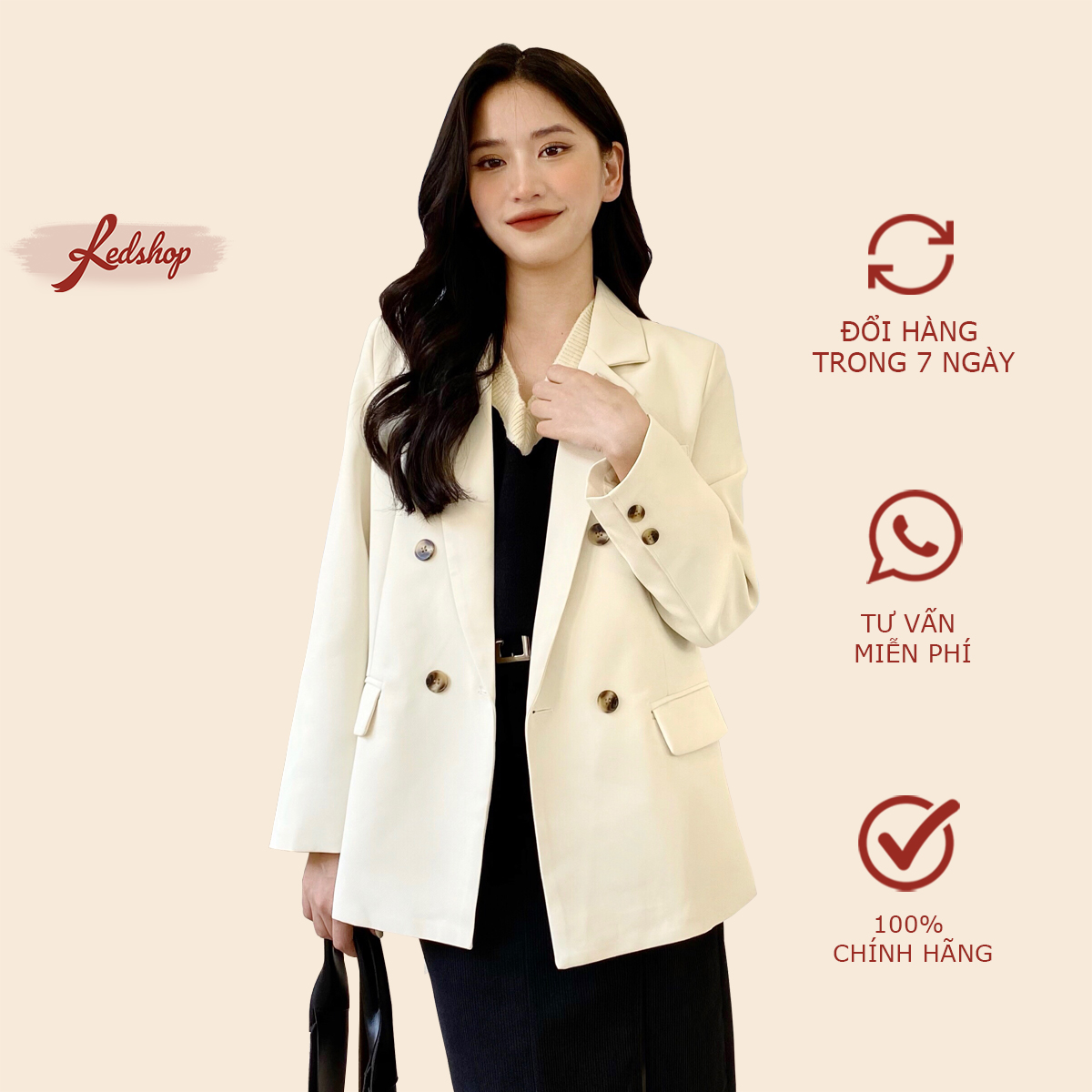 Áo blazer nữ áo vest dài tay khoác ngoài phong cách Hàn Quốc Red Shop 29975