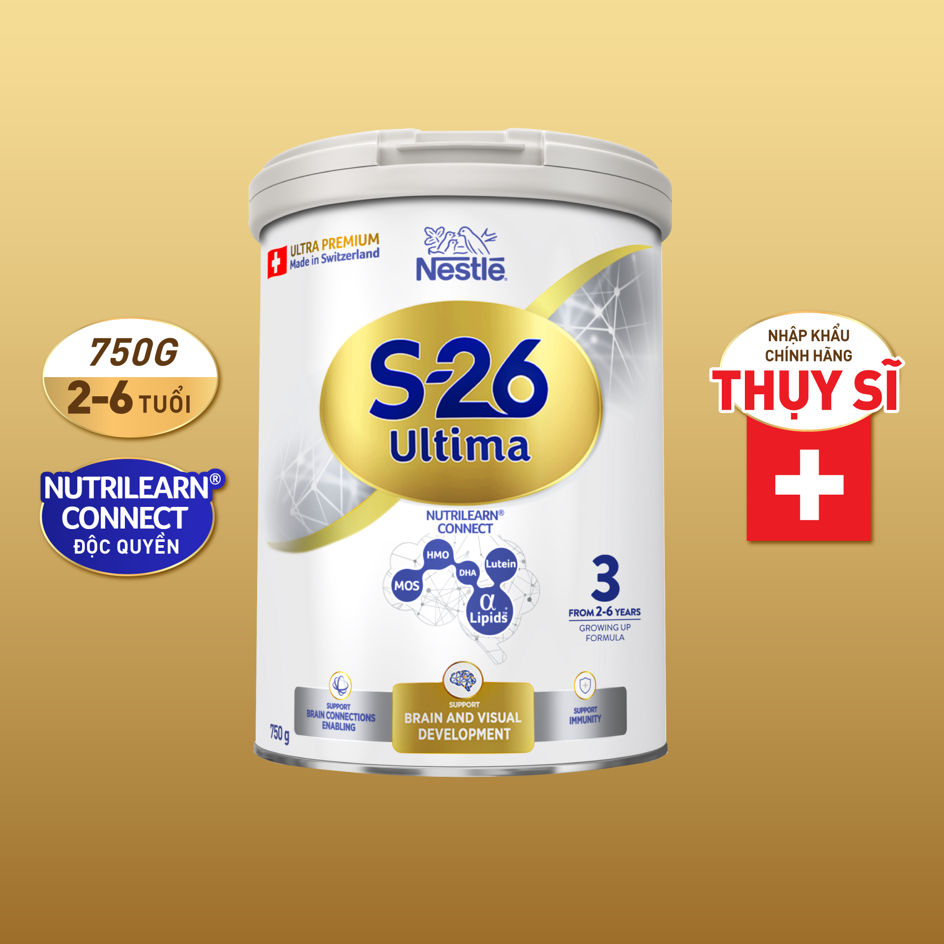 Sữa Bột Nestlé S-26 ULTIMA 3 (S26) 750G từ Thụy Sỹ độc quyền tăng tốc độ kết nối não bộ 2,5 lần với NUTRILEARN CONNECT   Tặng ​Máy massage cổ​ (2-6 tuổi)