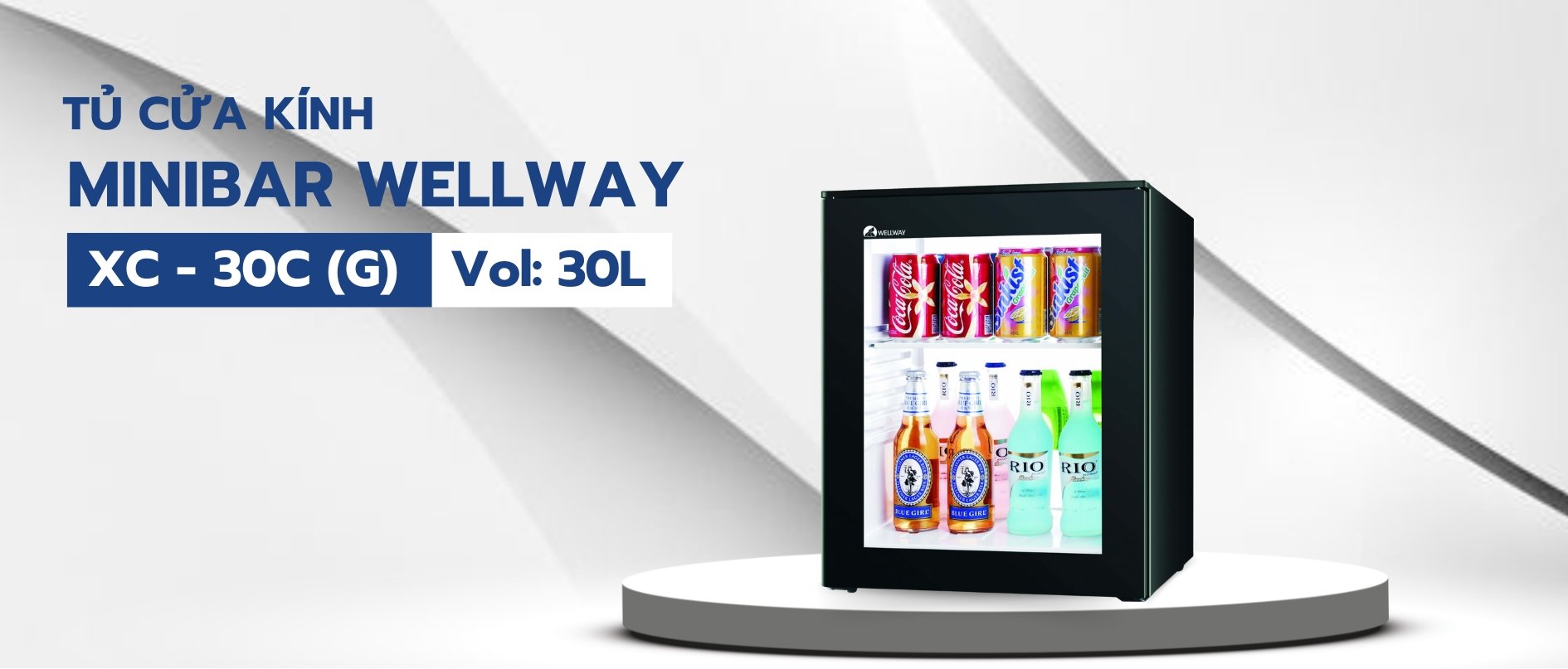 TỦ MINIBAR WELLWAY CỬA KÍNH, Hàng chính hãng, Model: XC30C(G)