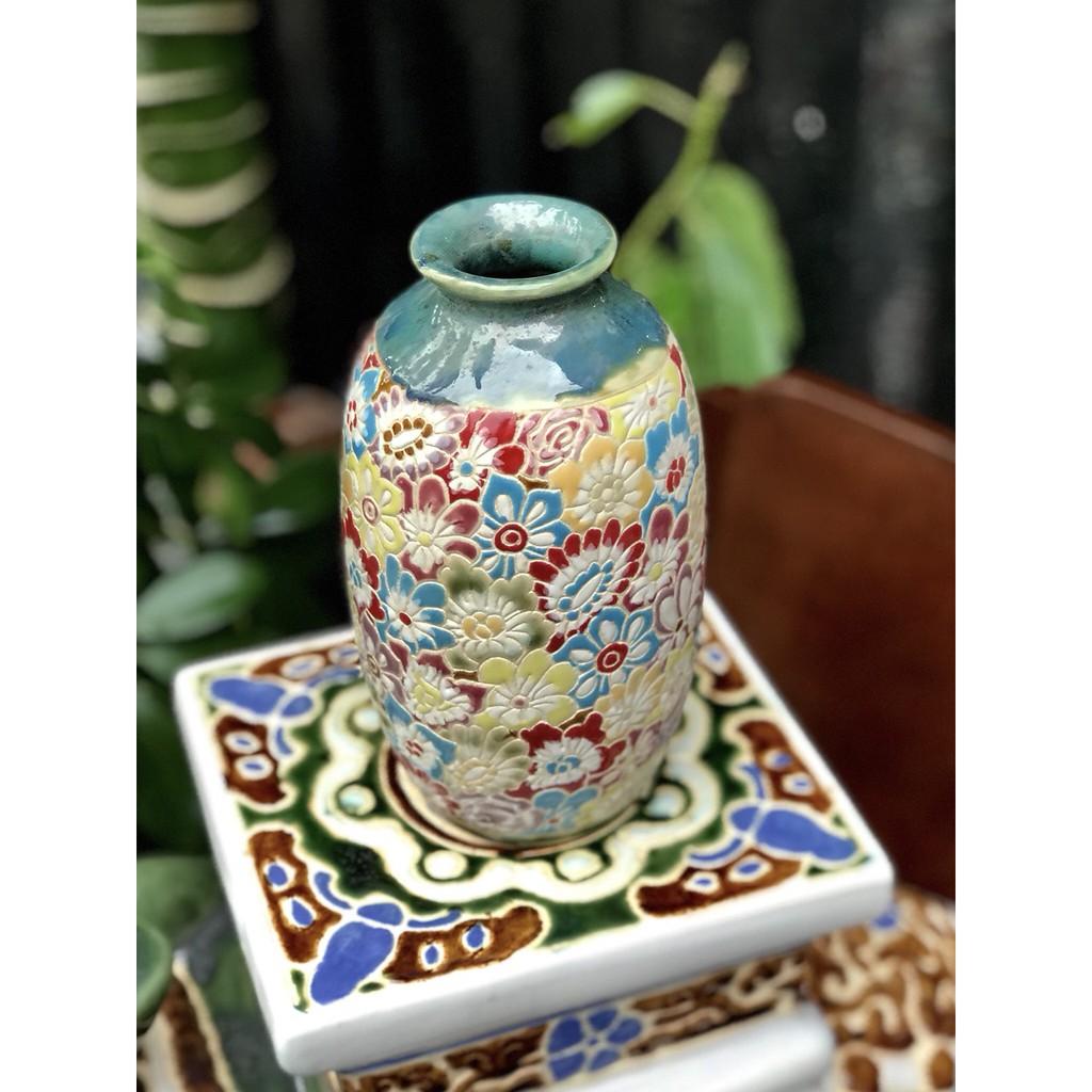BÌNH BÁCH HOA 20CM GỐM SỨ THỦ CÔNG NAM BỘ CẮM HOA TRANG TRÍ DECOR