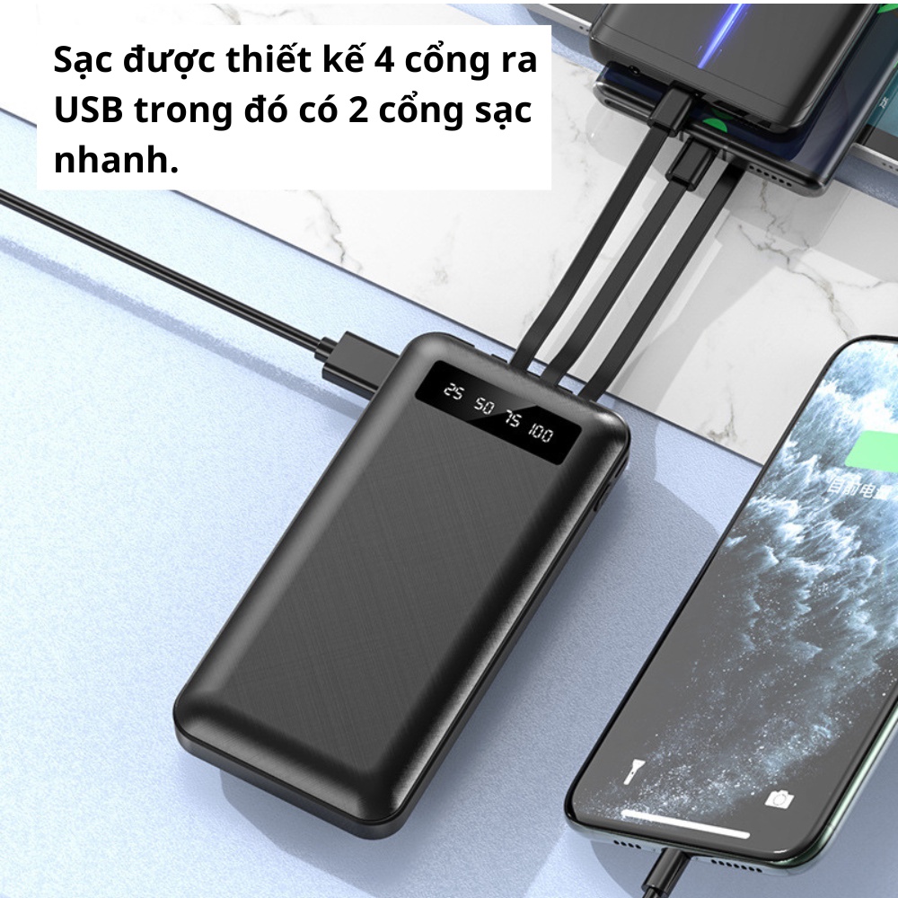 Sạc dự phòng Power Bank 20000mAh phiên bản mới dung tích lớn chất lượng,cục pin dự phòng tích hợp nhiều cổng tiện lợi