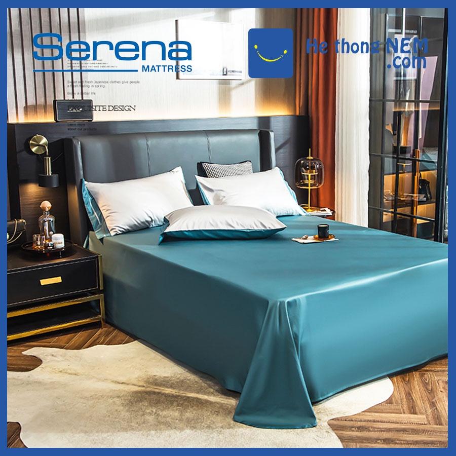 Set Chăn Ga Gối 5 Món Lụa Satin SERENA Bộ Drap Trải Giường Lụa Cao Cấp - Hệ Thống Nệm