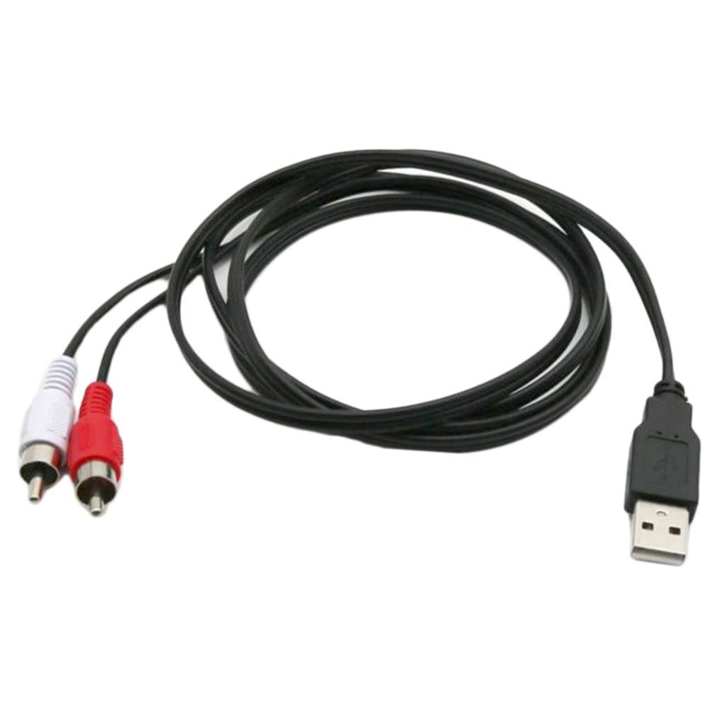 2X USB A Male Plug To 2 RCA Female AV Cable Aux Adapter TV Television Cord 1.5m