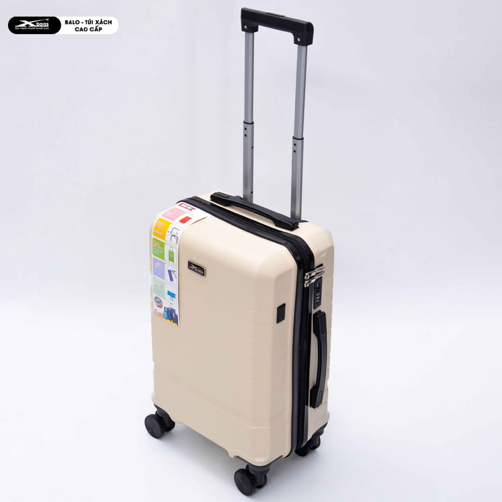 Vali Kéo 20 Inch Cao Cấp Xbags White Titan Pro Màu Kem Sang Trọng Hiện Đại,Chống Va Đập, Có Khóa TSA, Cổng Sạc USB Tiện Lợi XB6105!