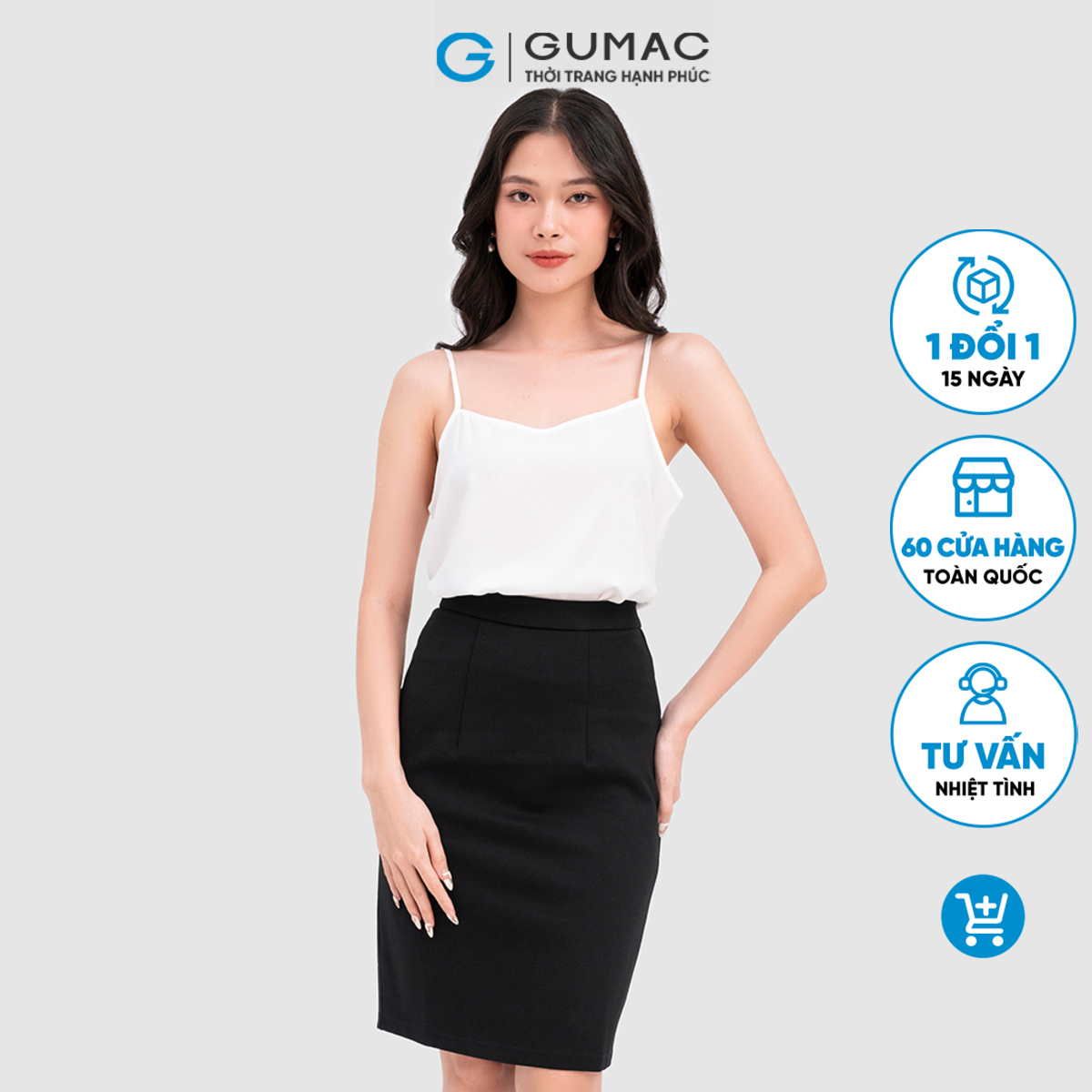 Chân váy bút chì xẻ đắp GUMAC VC08127