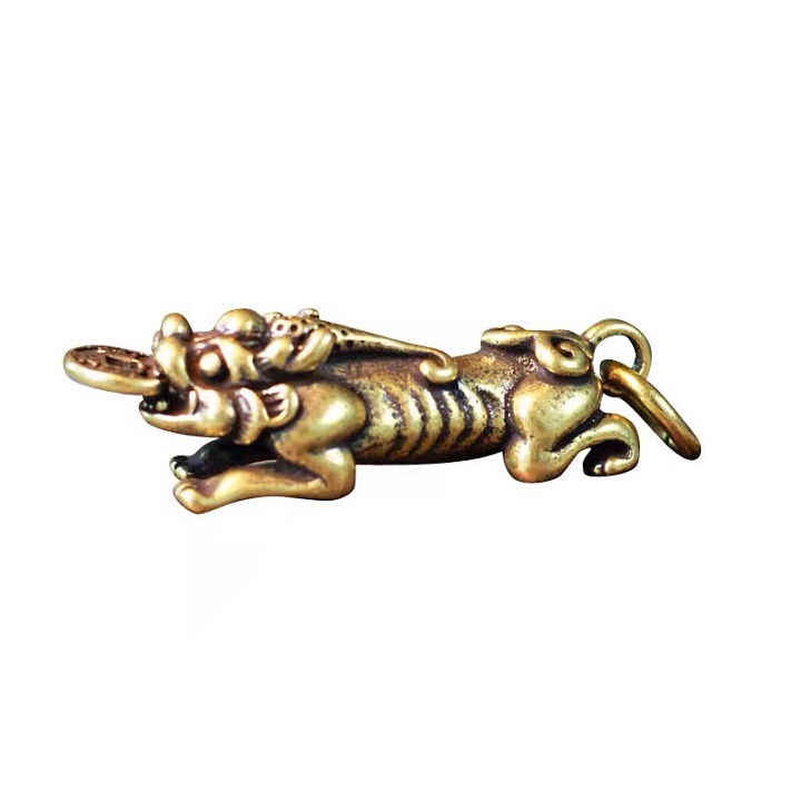 Móc khóa Tỳ Hưu ngậm tiền cầu may mắn, tài lộc, dùng trưng bày trên bàn, để trong ví tiền, làm móc khóa - SP001530