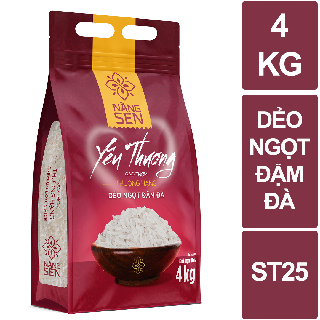 Gạo thơm thượng hạng - Nàng Sen Yêu Thương 4kg - Ngon thơm dẻo nhiều