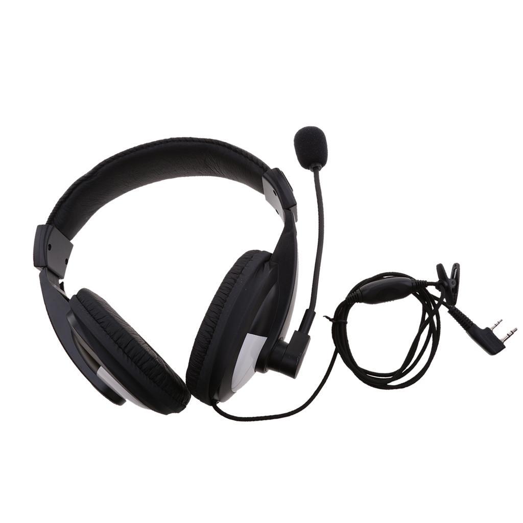 2 Pin Overhead Earpiece Headset with Mic PPT for 2 Way Radio Walkie Talkie