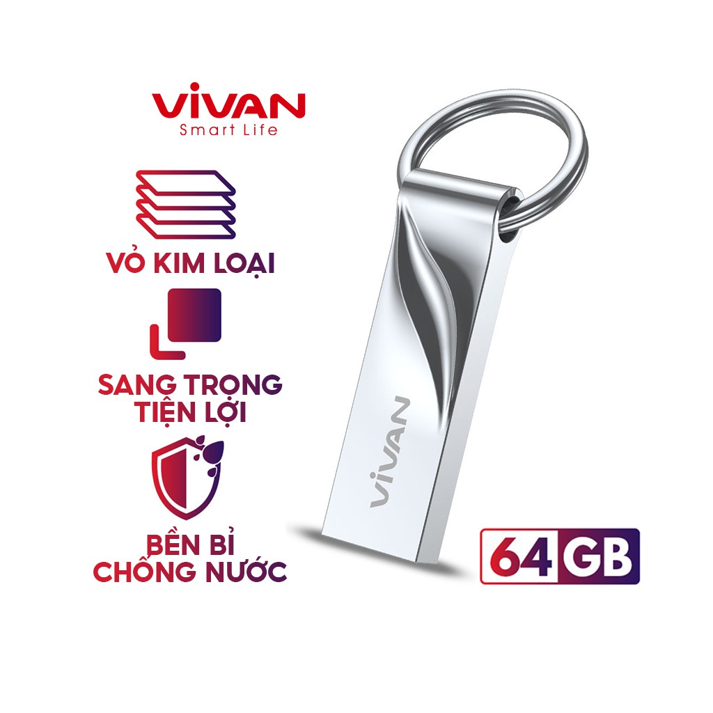 Thiết Bị Lưu Trữ USB 3.0 64GB VIVAN VF364 Flash Drive Đầu Kim Loại Nhẹ - Hàng Chính Hãng