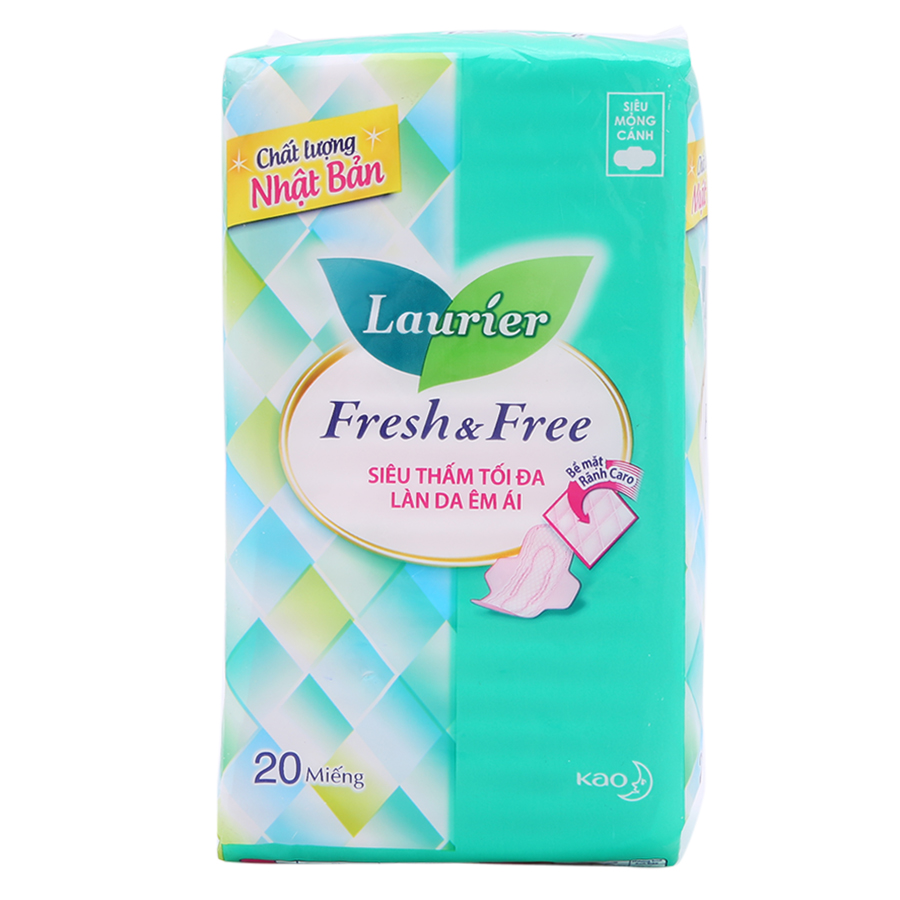 Combo 3 Băng Vệ Sinh Laurier Fresh &amp; Free Siêu Mỏng Cánh - 20 Miếng