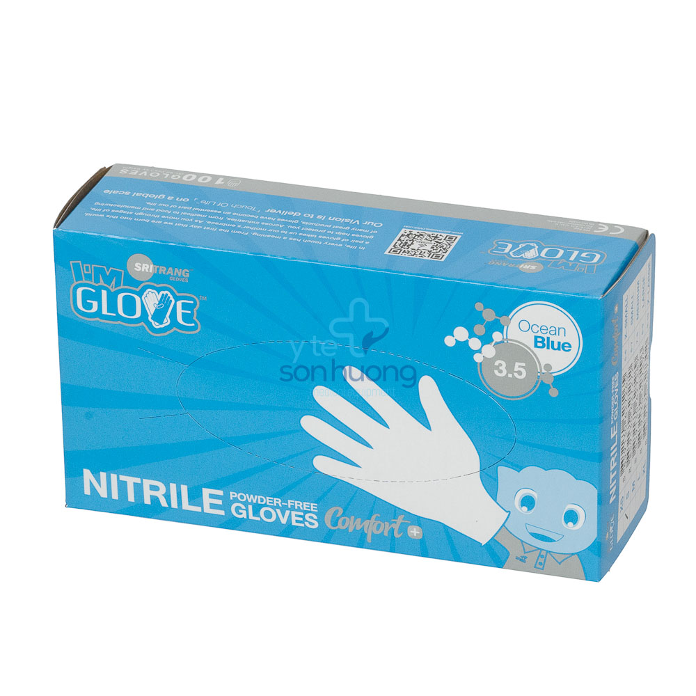 Găng Tay Y Tế Nitrile I'm gloves Không Bột Màu Xanh Hộp 100 Chiếc
