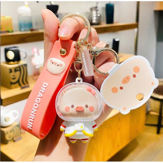 Móc khóa Phi hành gia Heo con đáng yêu PVC loại tốt