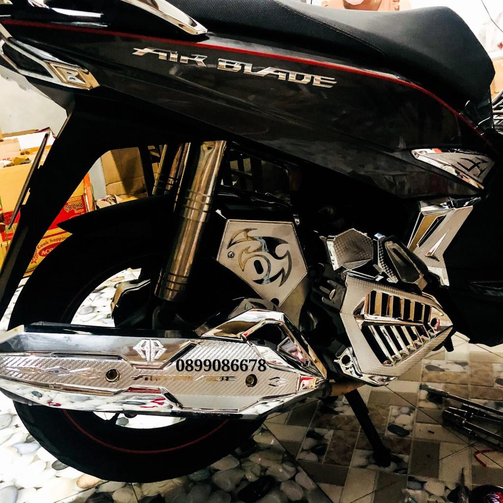 3 món Ốp Che Pô, Pô E, Quạt Gió Crom Dành Cho Xe AirBlade 2016, 2017, 2018, 2019