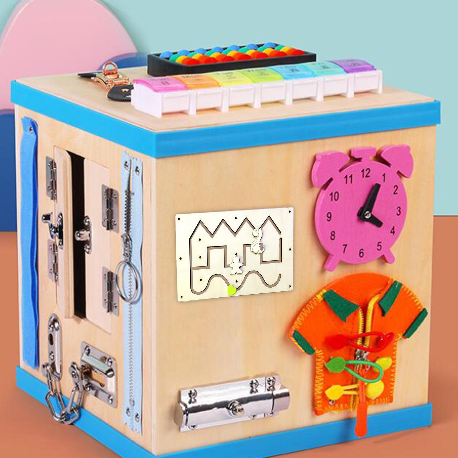 Wooden Busy Board DIY Accessories Multifunctional for Girls Preschool Boys