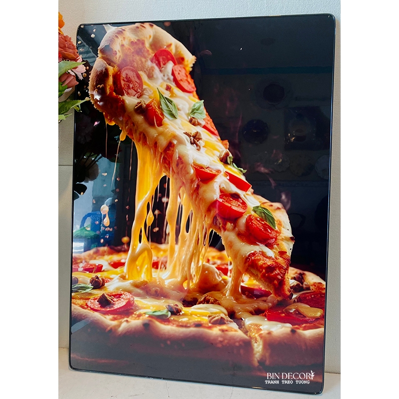 (ẢNH THẬT) Tranh treo tường pizza trang trí decor quán bo viền kèm đinh treo