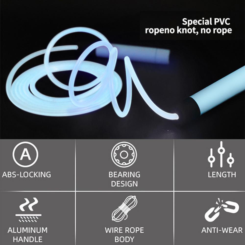 3M Dây Nhảy LED Bỏ Qua Dây Ngoài Trời Giảm Cân Tập Thể Hình Không Dây Dây Nhảy Có Thể Điều Chỉnh Chiều Dài Dây Nhảy