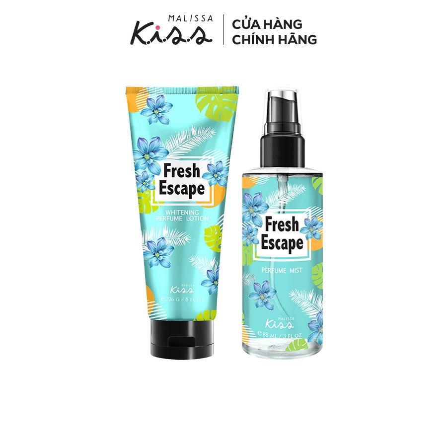 Bộ Đôi Hoàn Hảo Malissa Kiss Body Lotion &amp; Body Mist hương Fresh Escape 226G