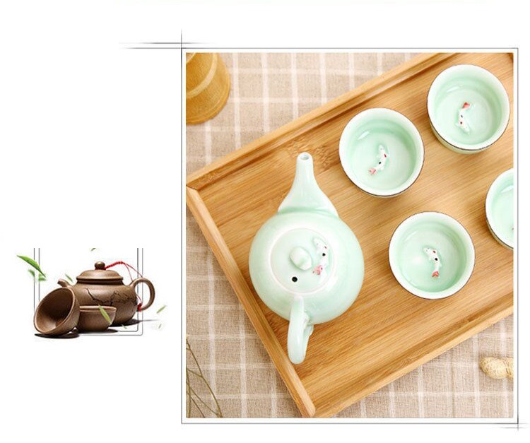 Khay trà bàn trà gỗ TTU7531000+ Tặng khăn rằn san hô thấm hút 2 mặt dày nhung TT908