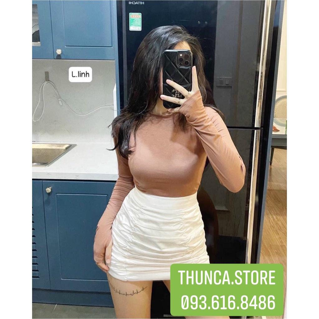 Áo Thun Nữ BODY Tay Dài Cổ Lọ thời trang nữ - áo croptop tay dài xỏ ngón Thoáng Mát Thấm Hút Mồ Hôi