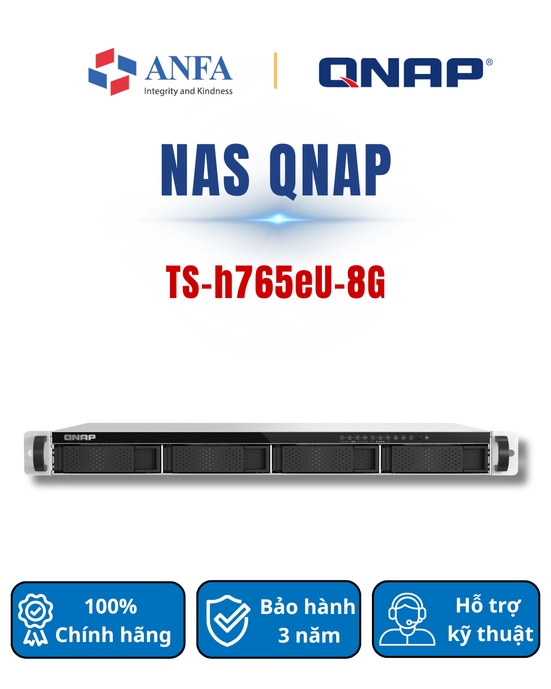 Thiết bị lưu trữ Nas QNAP, Model: TS-h765eU-8G-Hàng chính hãng