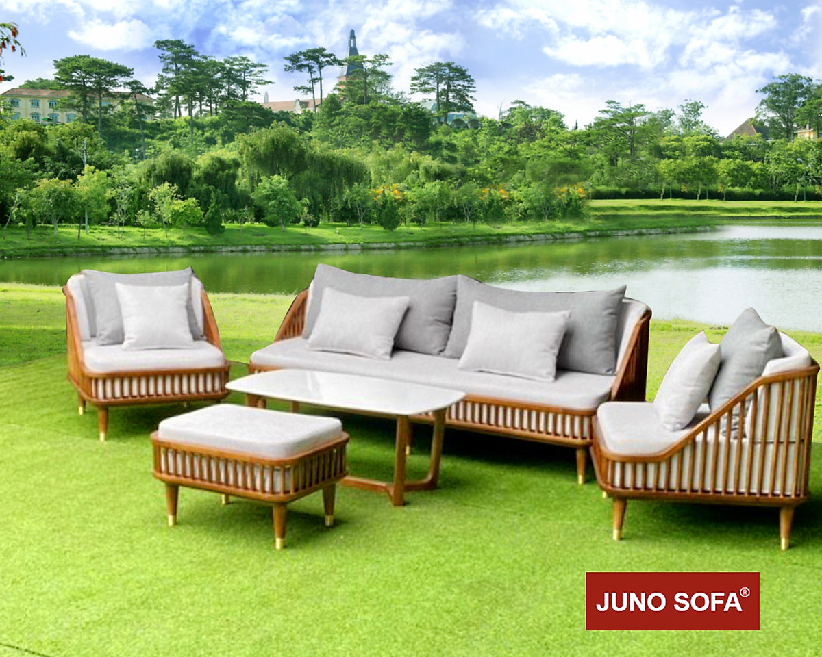 Bộ sofa Cao Cấp Bắc Âu Juno Sofa. băng 1m8, 2 đơn, đôn và bàn