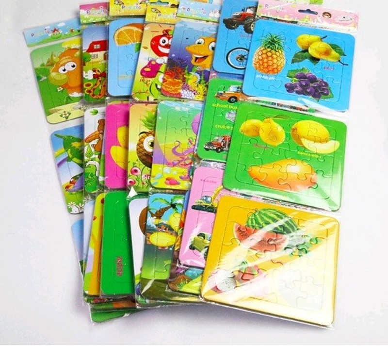 Combo 10 tranh ghép 9 miếng cho bé - mau ngẫu nhiên các hình khác nhau
