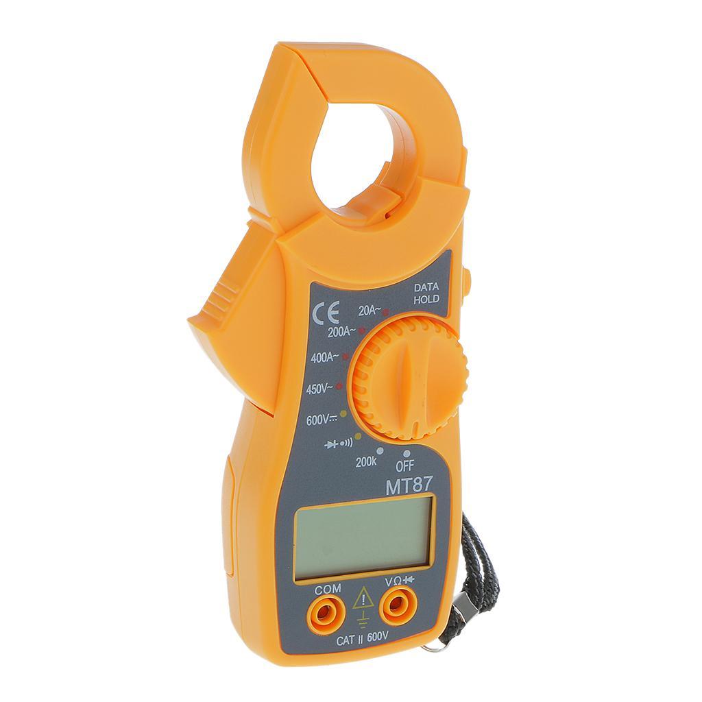 Digital Handheld Voltmeter Ammeter Ohmmeter Multimeter AC DC Tester Clamp Meter LCD Display with Red / Black Test Lead Wires