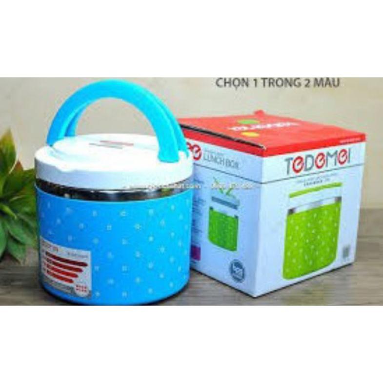 Cà men, cặp lồng giữ nhiệt 1 tầng chấm bi phong cách Hàn Quốc