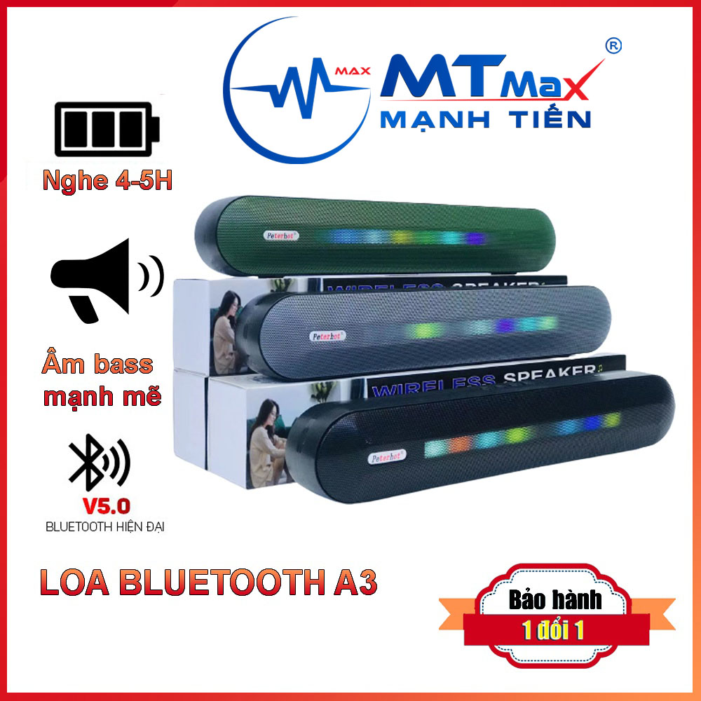 Loa bluetooth A3 - Loa thanh 2 bass siêu mạnh mẽ - Loa vi tính, loa ti vi kèm đèn led đẹp mắt - Đầy đủ kết nối Bluetooth USB, AUX, TF card - Nghe nhạc cực hay, giá cực tốt