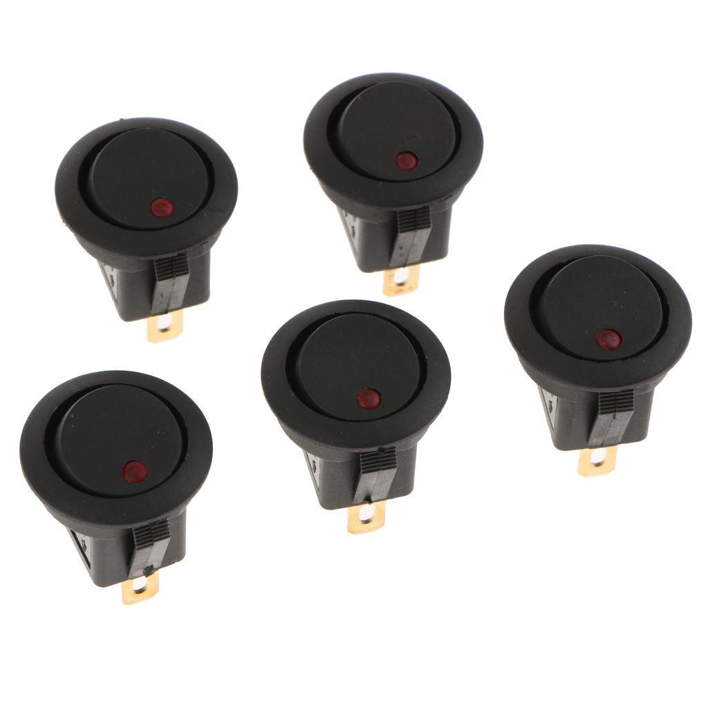 10Pcs 12V 16A On/off Toggle Switch 3PIN Dot Led light Car Truck Boat Round Rocker SPST Switch Mini Press Buttion-2 Color