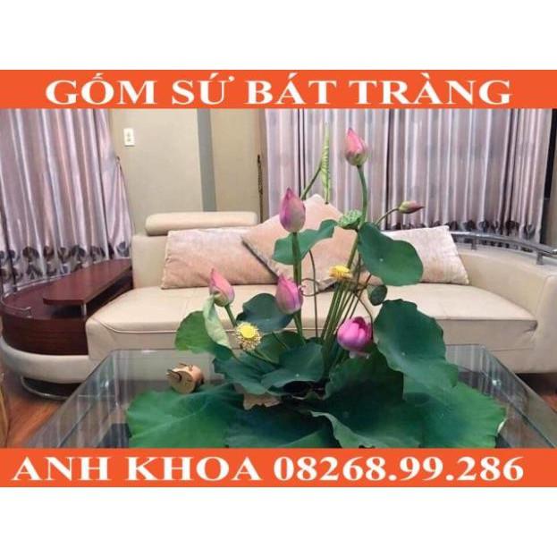 Bát sen thả hoa size 28cm - Gốm sứ Bát Tràng Anh Khoa