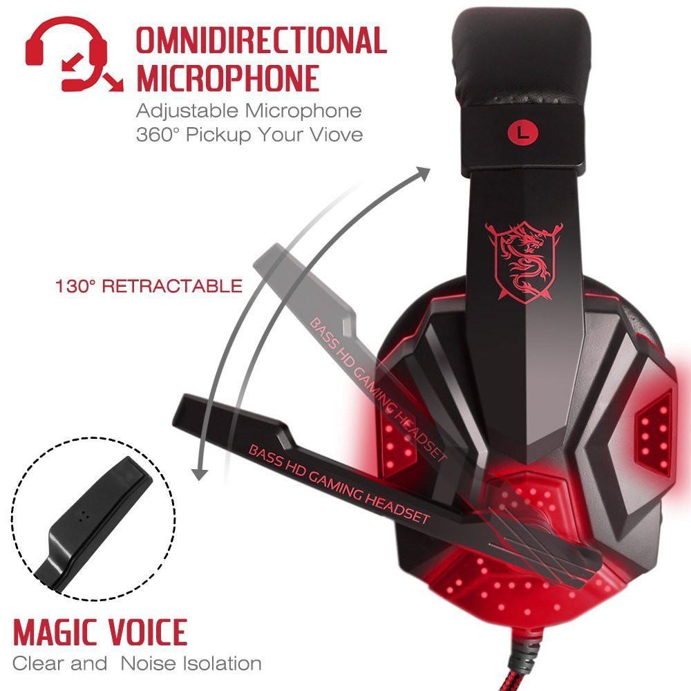 Tai nghe Plextone Pc780 3.5Mm có micro và đèn LED để chơi game cho điện thoại / máy tính xách tay