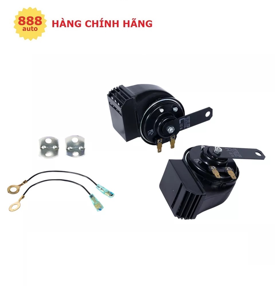 Còi sên (sò) ô tô CHỐNG NƯỚC DENSO, 12V, 2 giắc, có đồ gá và dây điện-3380