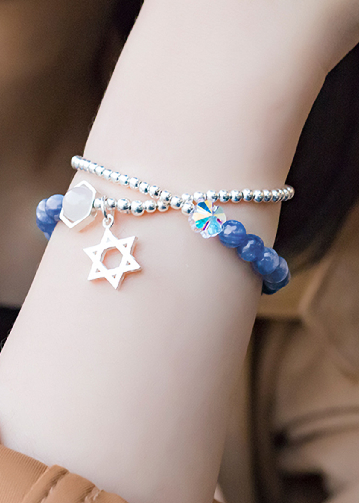 Vòng 2 line đá Kyanite charm ngôi sao bạc mệnh thủy, mộc - Ngọc Quý Gemstones