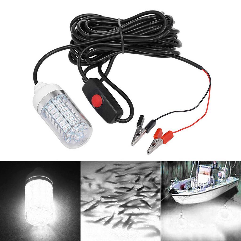 2x 12V 108 LEDs Submersible Fishing Light Underwater Fish Finder Lamp with 5m Cord And Battery Clip Fishing Light Boat Attract Fishes